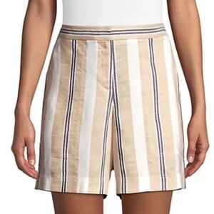 Lafayette 148 Fulton Suspended Stripe Shorts In Stone Multi Size Small